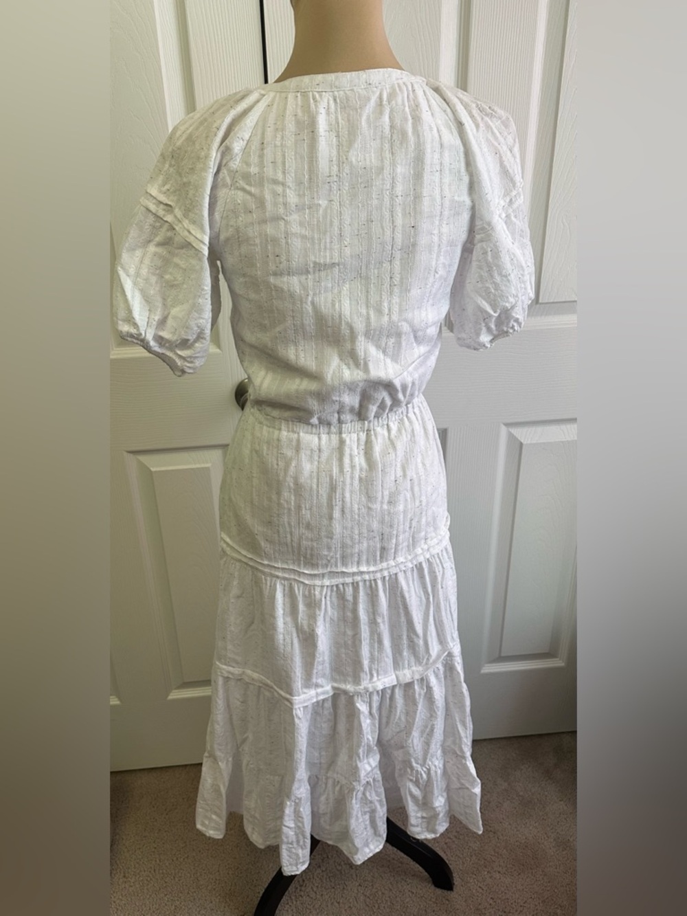 Betsey Johnson White Tiered Eyelet Midi Dress - Picture 3 of 7